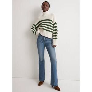 Madewell Wide Rib Turtleneck green stripe Sweater